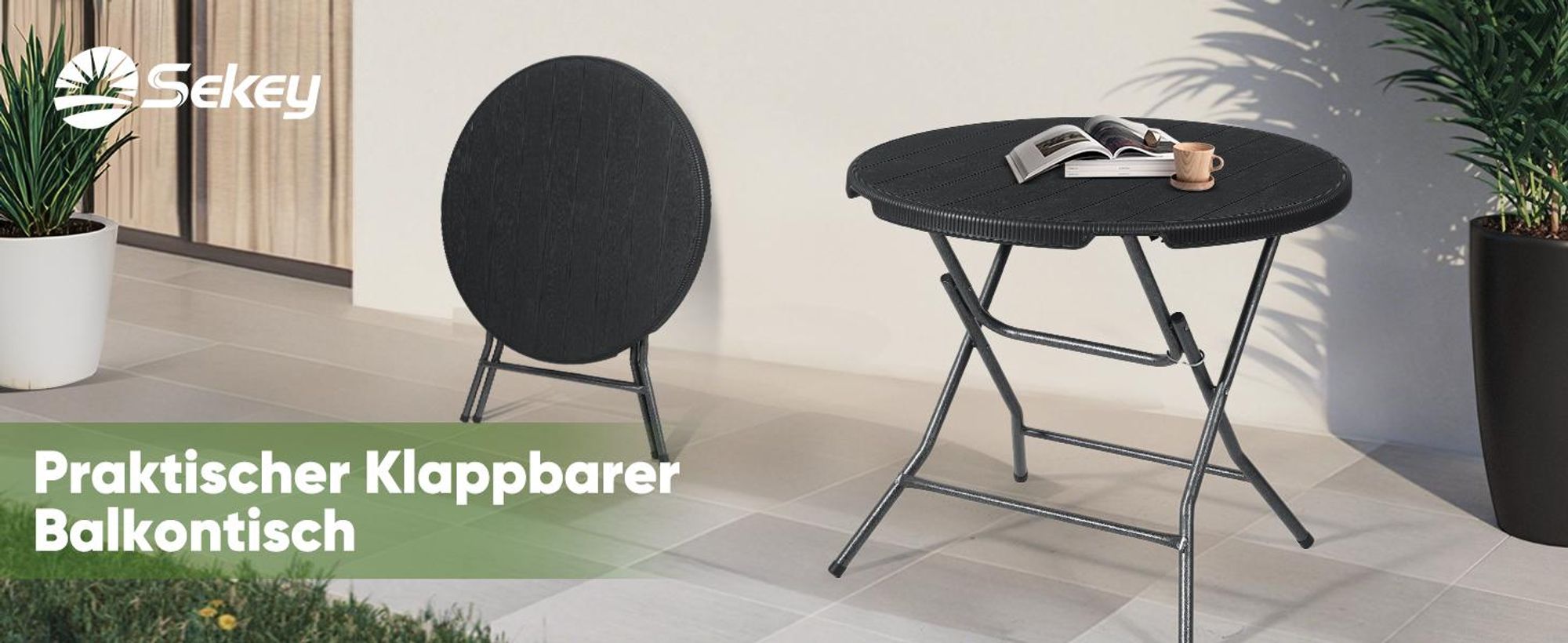 Klapptisch Rund Campingtisch Garten Balkontisch Klappbar Tisch Ø 81cm x 73cm H