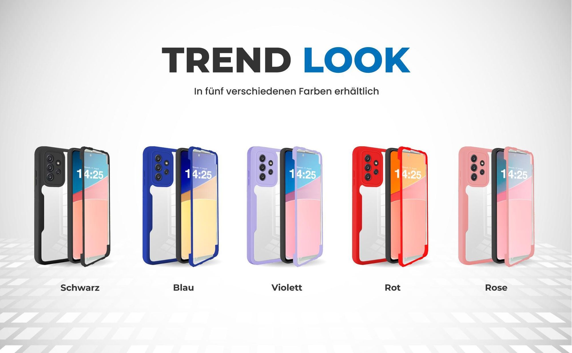 360 Grad Cover Front Back für Samsung Galaxy A23 5G in verschiedenen Farben