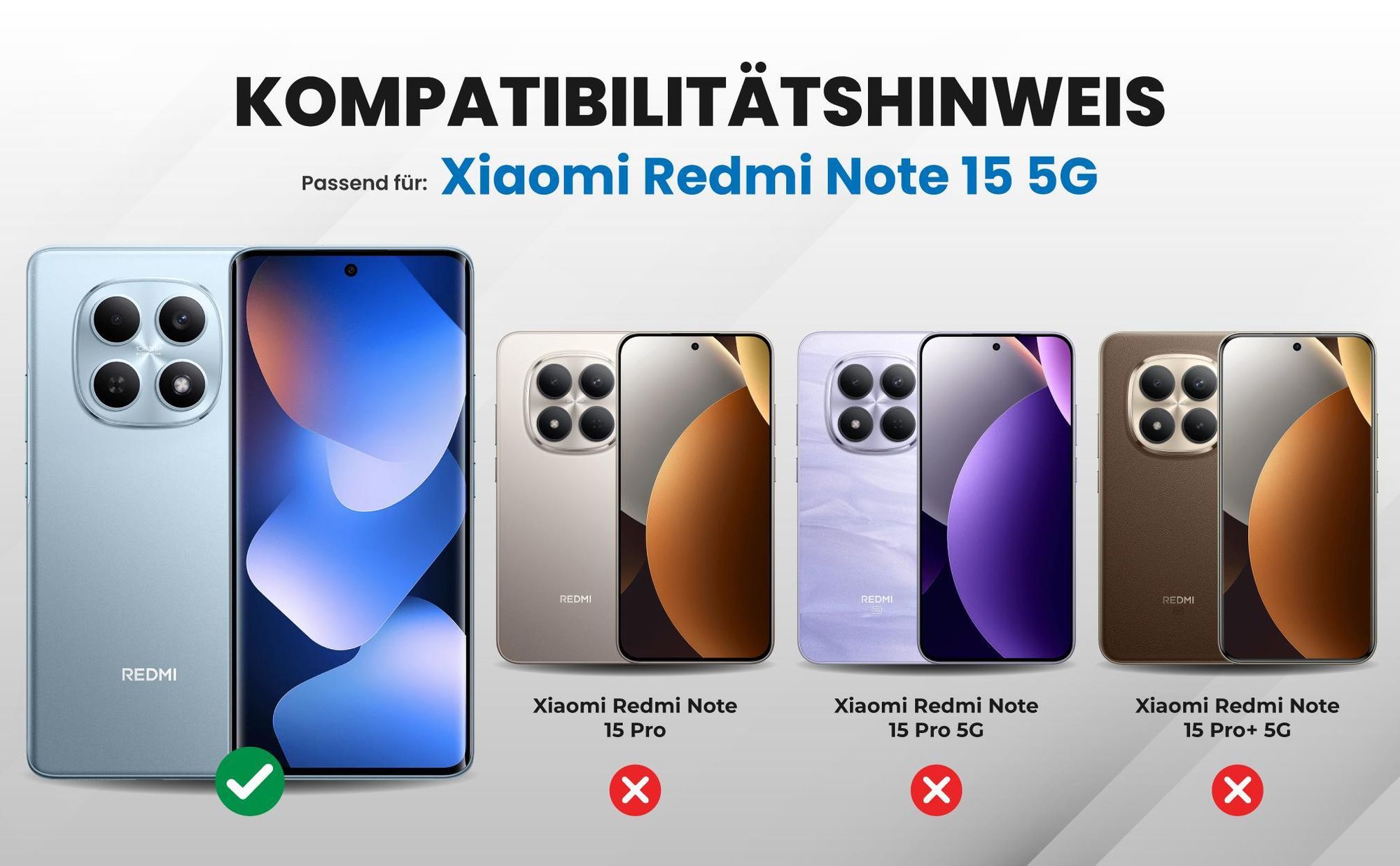 Kompatibilitätshinweise Hülle für Xiaomi Redmi Note 15 5G