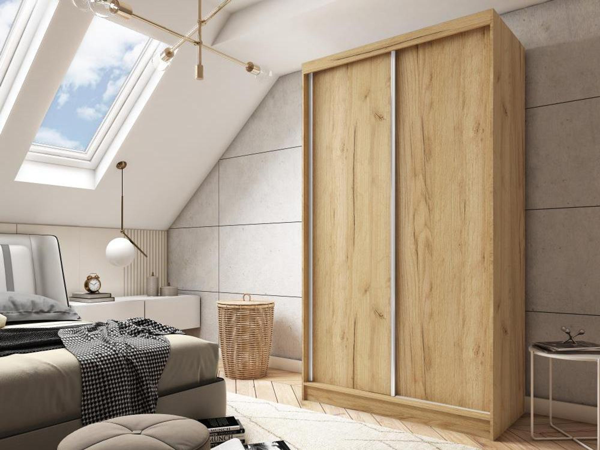 BEAUTYSOFA | Skříň MARIO II 120 cm bílá – moderní skříň bez zrcadla, s posuvnými dveřmi a zásuvkami, minimalistický design