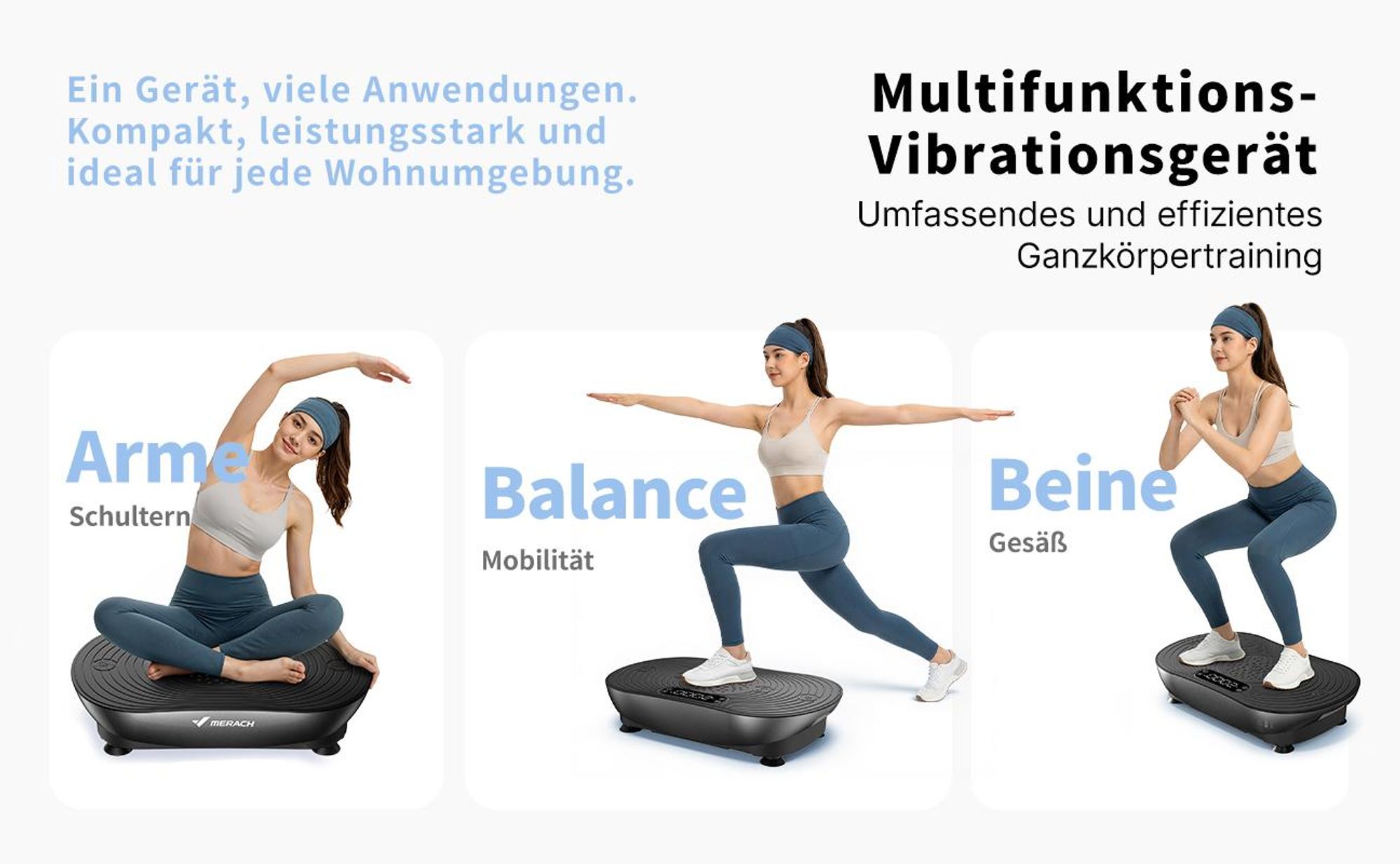 Vibrationsplatte, leise und Kompakte Vibrationsplatte mit LED-Display, mit Fernbedienung, für Ganzkörpertraining zu Hause, bis 158 kg
