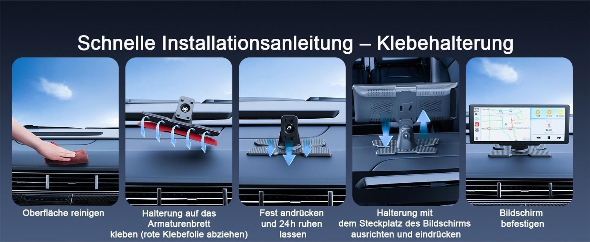Wireless Apple Carplay & Android Auto Stereo Empfänger mit 4K Dashcam Vorne, 1080P Rückfahrkamera,9,26-Zoll Touchscreen Drahtlosem Carplay