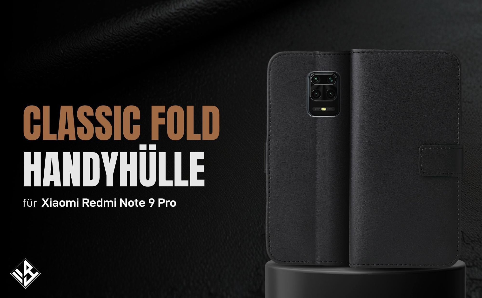 Schwarze Klapphülle für Xiaomi Redmi Note 9 Pro mit Wallet-Funktion