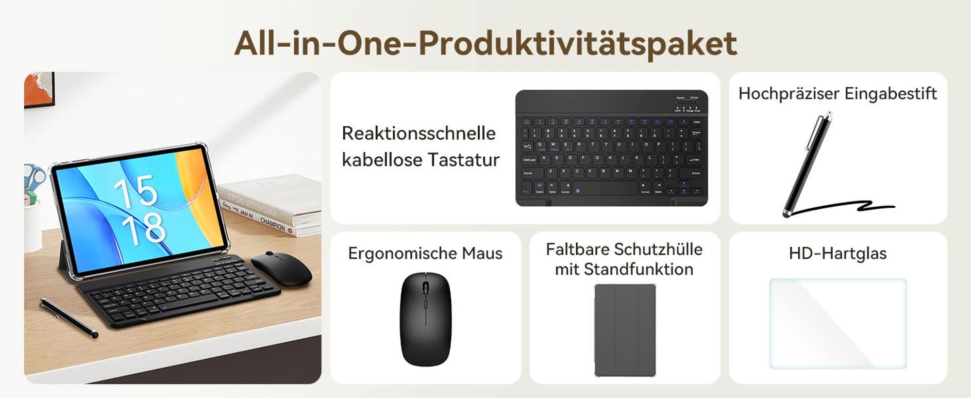 KOBONA T12Pro 11.5" Tablet 2.8K BOE Display, Android 16, Helio G100, 32+256GB, 8000mAh, Dual 4G SIM, Face ID, 13MP, inkl Tastatur,Maus, Stift,Hülle
