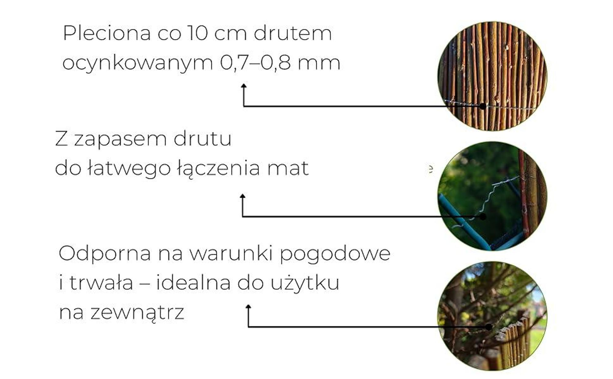 Mata Wiklinowa 200x300 cm - Parawan Balkon & Ogród - 100% Naturalny Płot - Osłona Wiklinowa