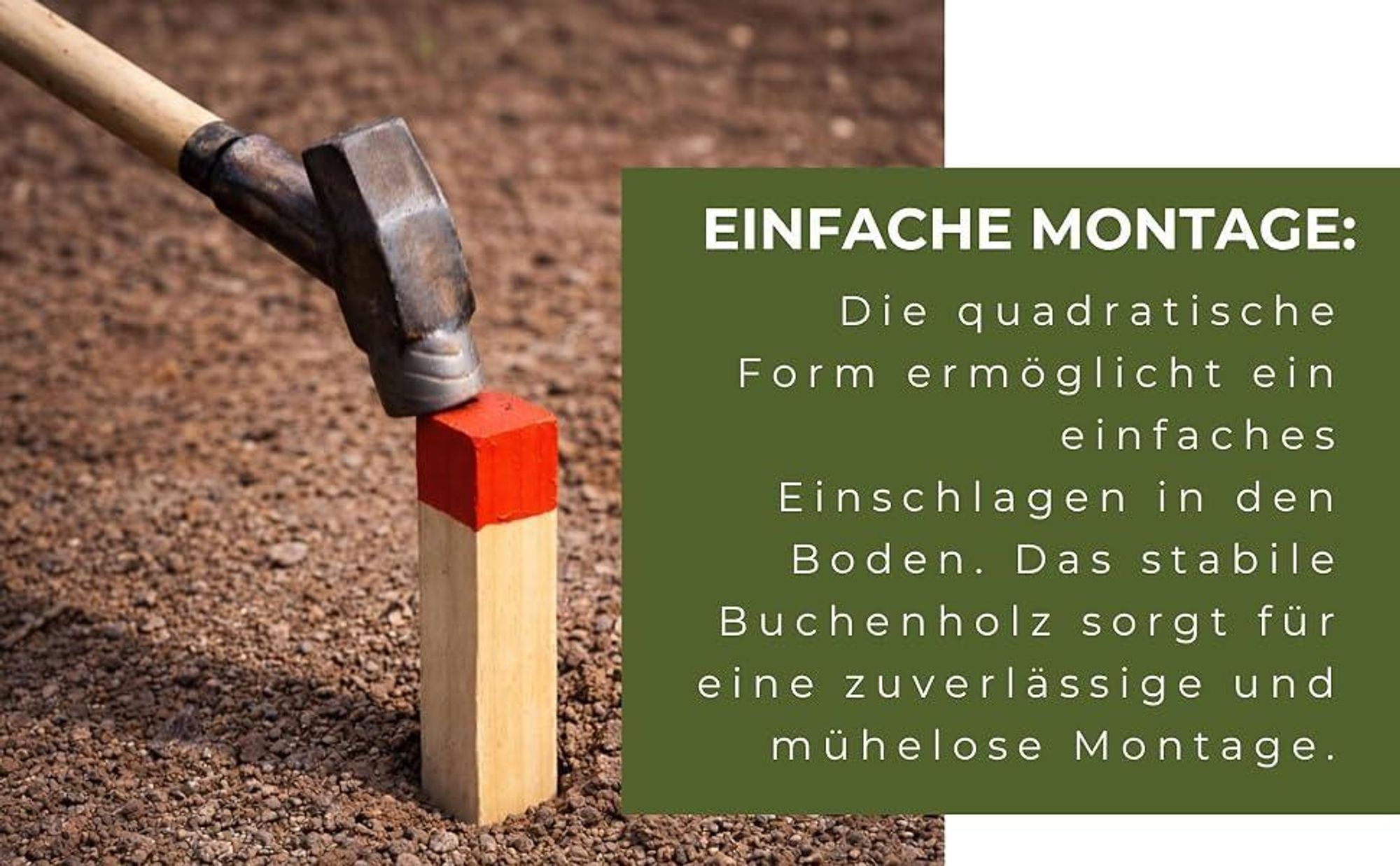FOR THE GARDEN 50 Stück 100 cm Länge Rot Lackierte Spitze Markierungspfähle Buche Holzstäbe Holz - 25 mm x 25 mm Zaunpfosten Pflanzstab