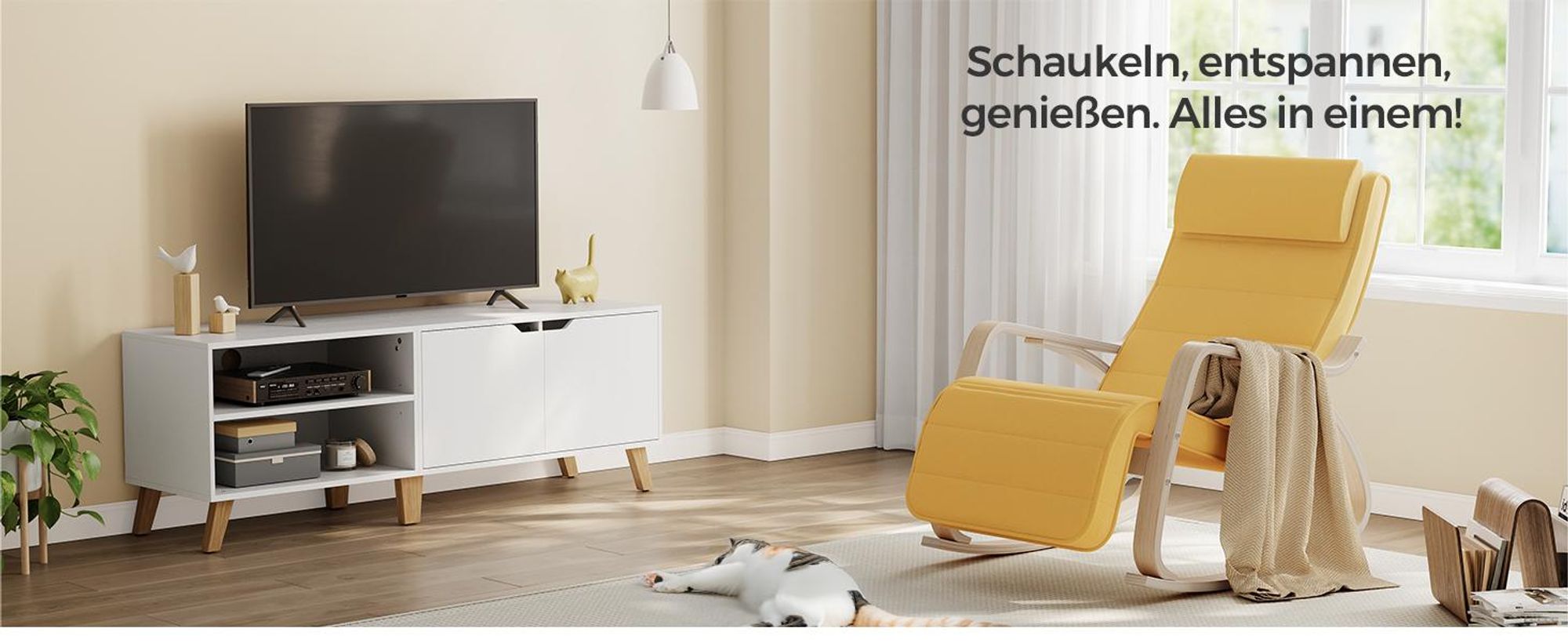 SONGMICS Relaxsessel Schaukelsessel, Relaxstuhl, verstellbare Fußstütze
