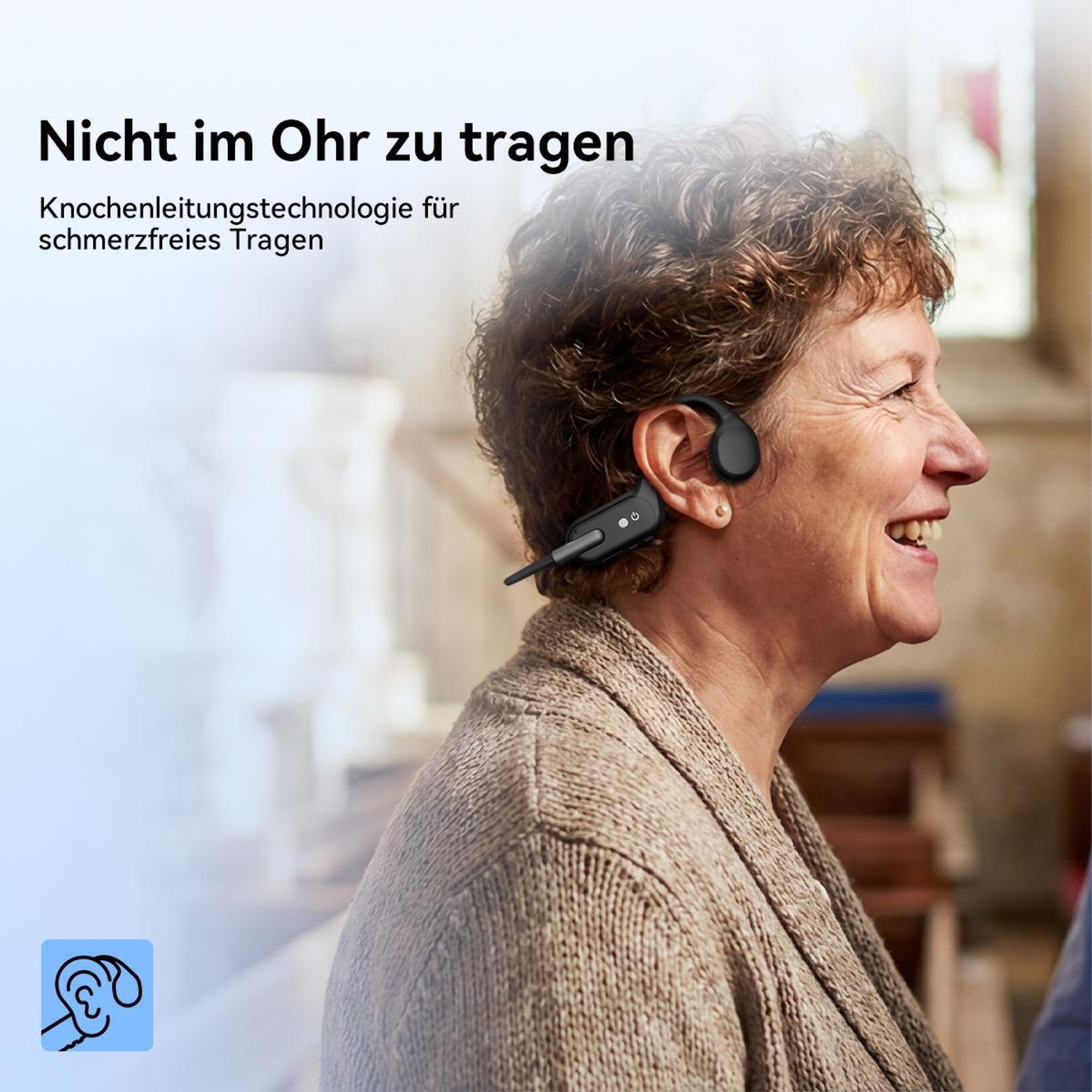 Retekess TT042 Knochenleitungskopfhörer, Hörhilfegerät, zwei Modi, 200 mAh, 6 Lautstärkestufen, Typ-C,Breite Kompatibilität, für Seniorenreisegruppen