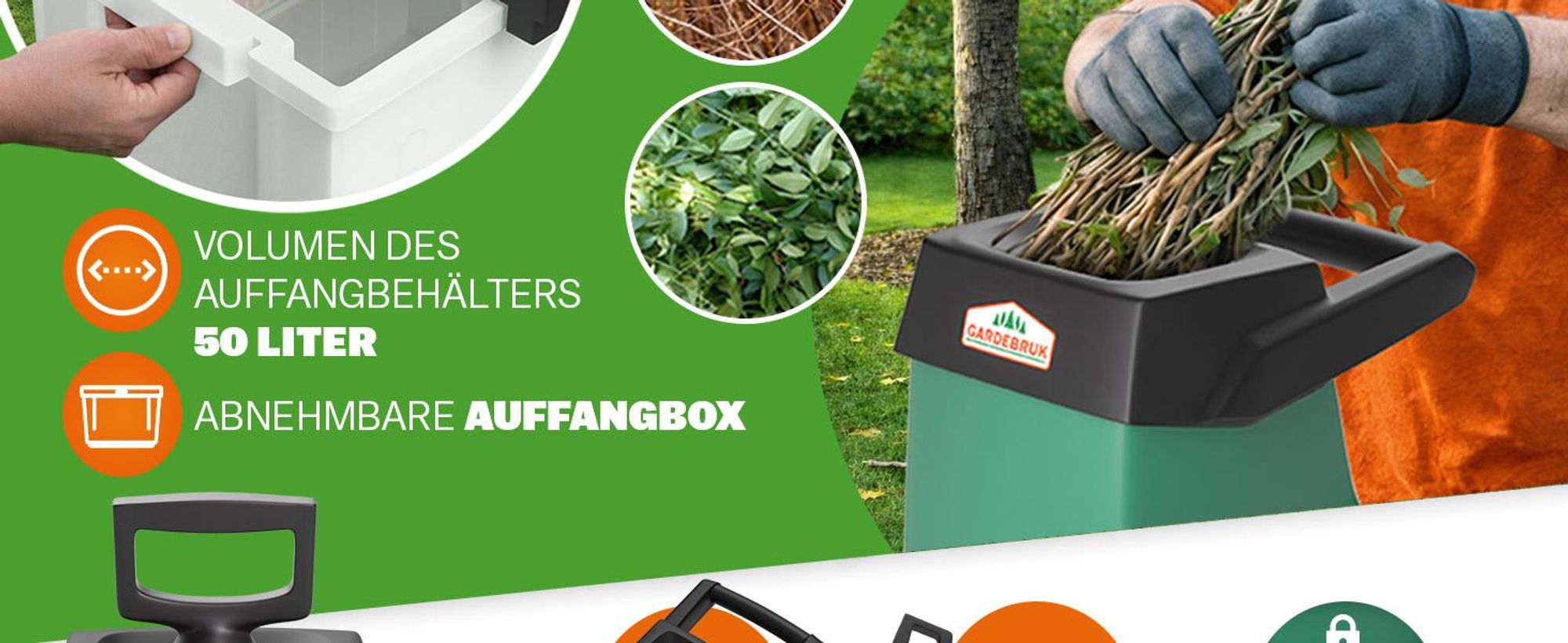 GARDEBRUK® Gartenhäcksler 3100W