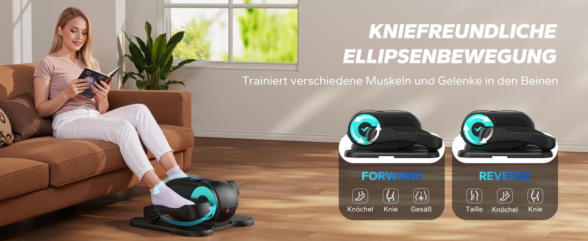 Mini Ellipsentrainer & Stepper – kompakter Crosstrainer mit 12 Geschwindigkeiten, LCD-Display, platzsparend, Heimtrainer für Beine & Po