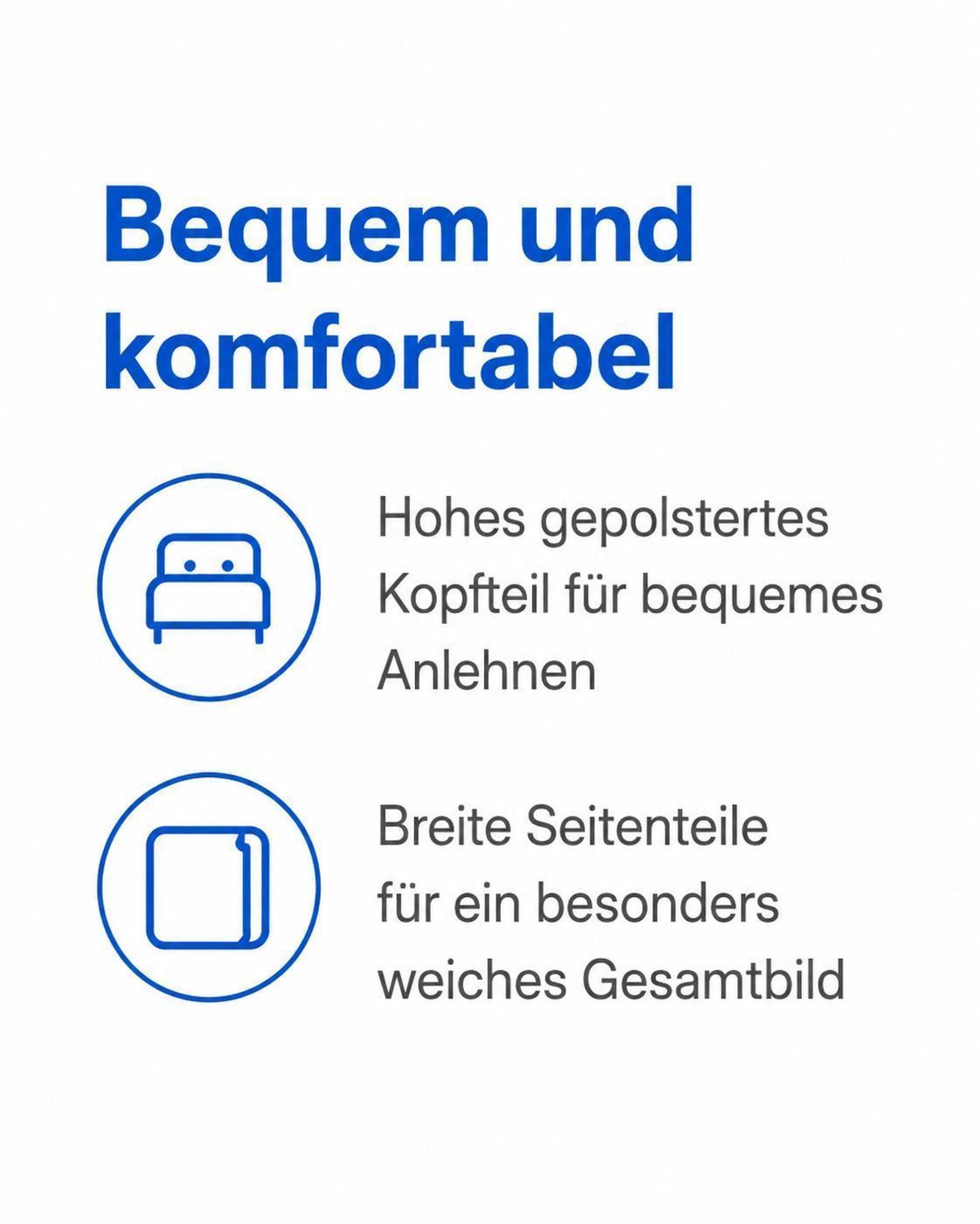 Komfortables Polsterbett TEDDY mit hohem Kopfteil und breiten Seitenteilen