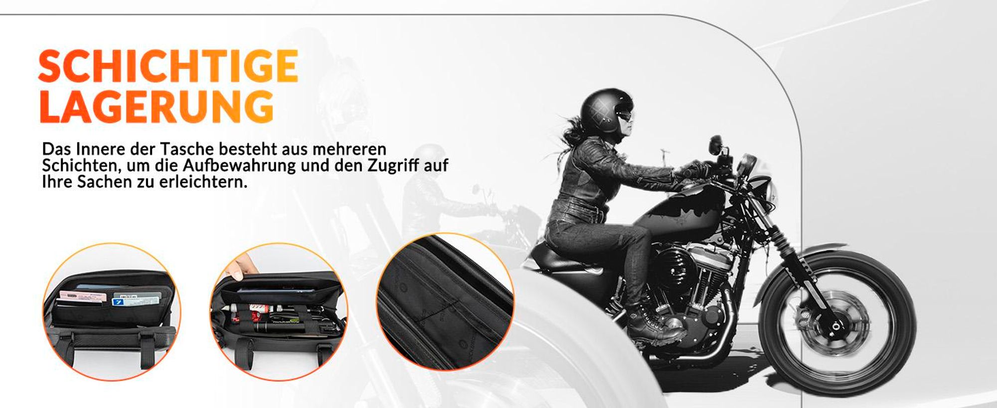 ROCKBROS Motorradtasche Rahmentasche Motorrad wasserdichte Motorrad Werkzeugtasche Kompatibel mit meisten Motorrädern Rechts