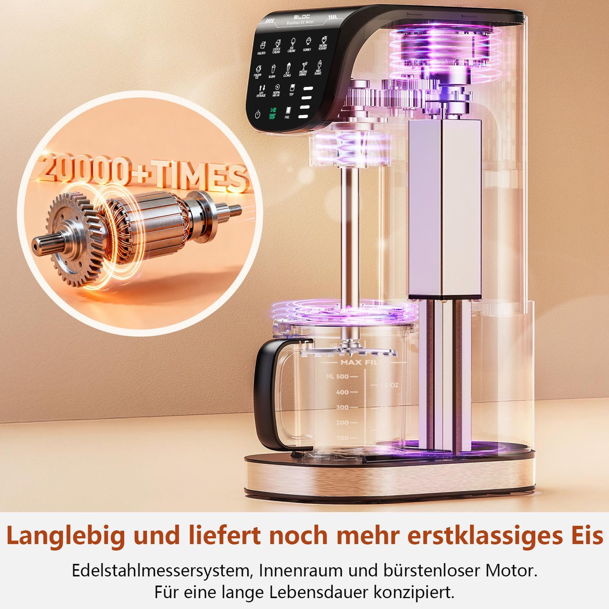 Eismaschine 12-in-1 vollautomatische Edelstahl Hausgemachte Speiseeisbereiter Sorbet, Milchshake, Frozen Yogurt & mehr
