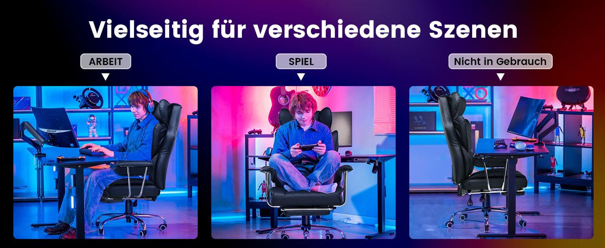 GTPLAYER Gaming Stuhl, Gamer Stuhl, Ergonomischer Bürostuhl mit Fußstütze verstellbare Lenden und Kopfkissen, Gaming Chair Gepolstert, Gaming Sessel