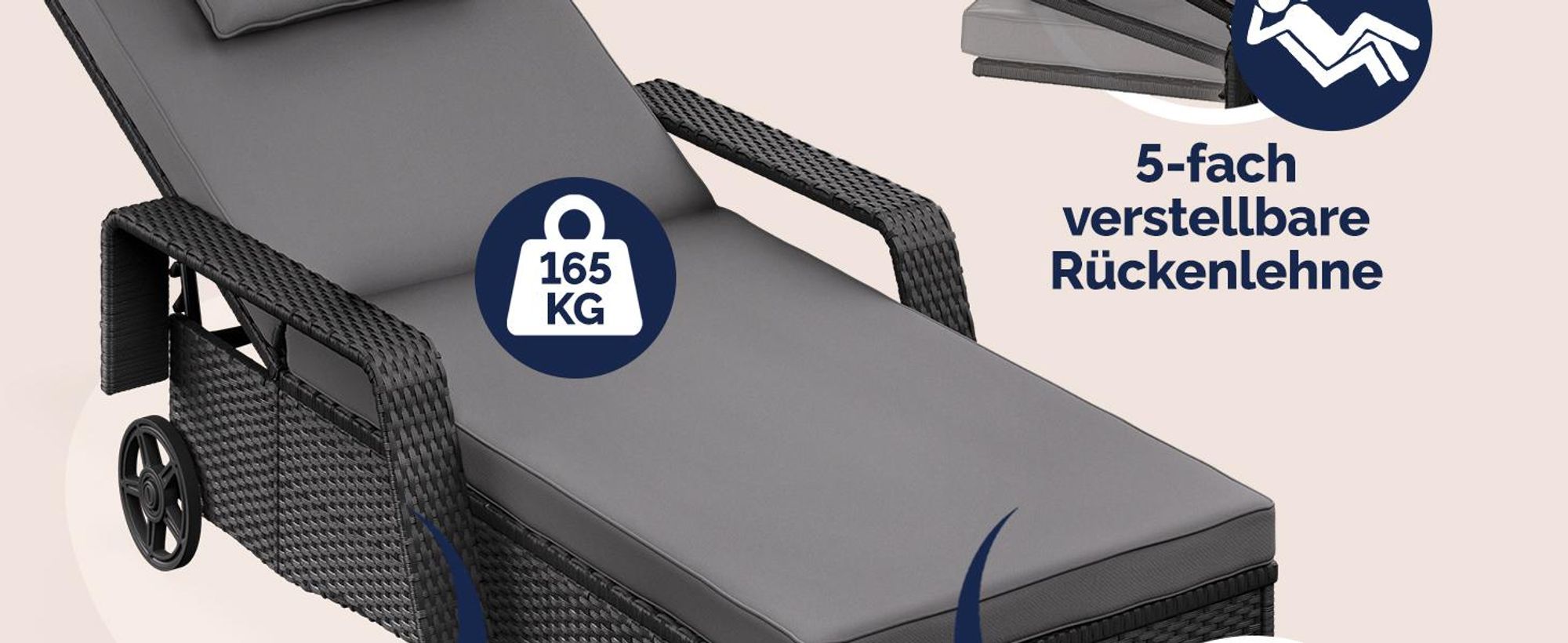 CASARIA Sonnenliege mit Rollen