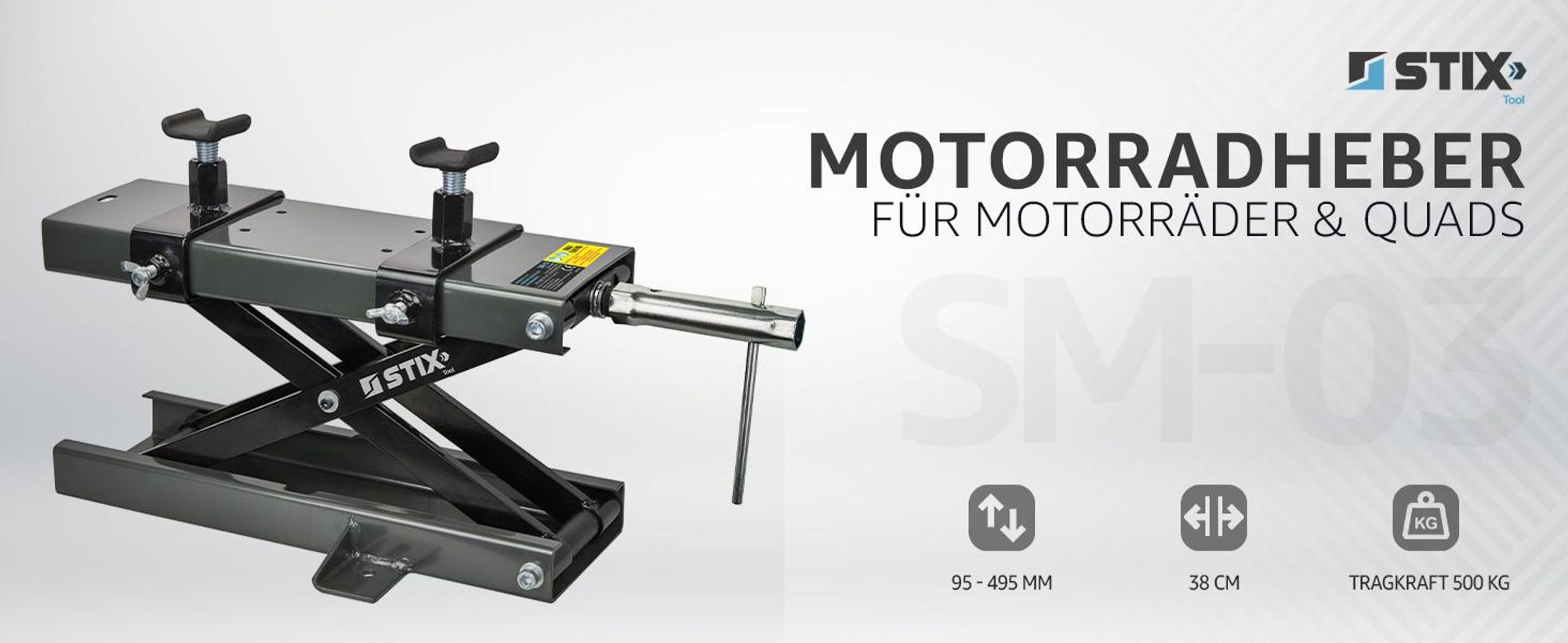 STIX SM-03 Motorradheber 500 kg 95–495 mm ATV Quad Motorrad Hebebühne