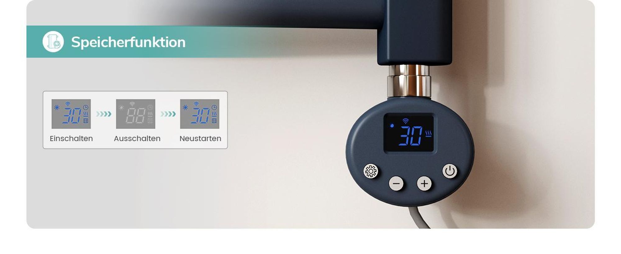 EMKE Badheizkörper Elektrisch gebogen Handtuchheizkörper 600W Wifi Steurung Intelligent Thermostat 120X60cm Anthrazit Handtuchwärmer