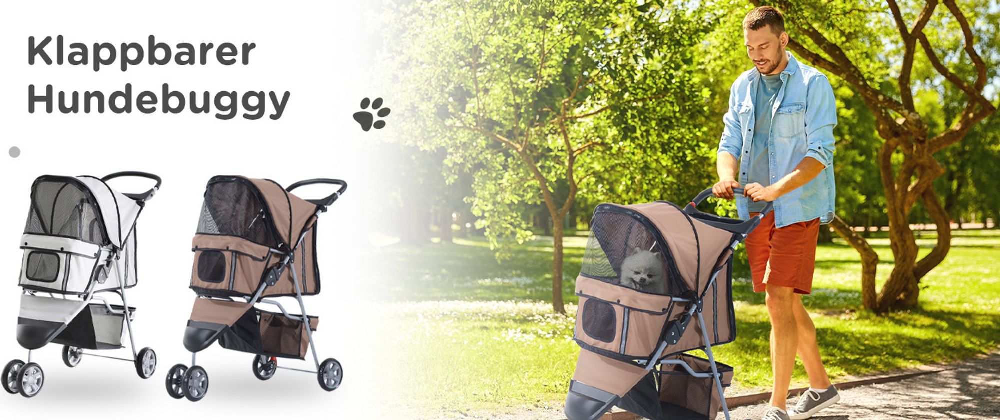 PawHut Hundewagen Hundebuggy Katzenwagen Tierbuggy Pet Stroller Hunde 4 Farben