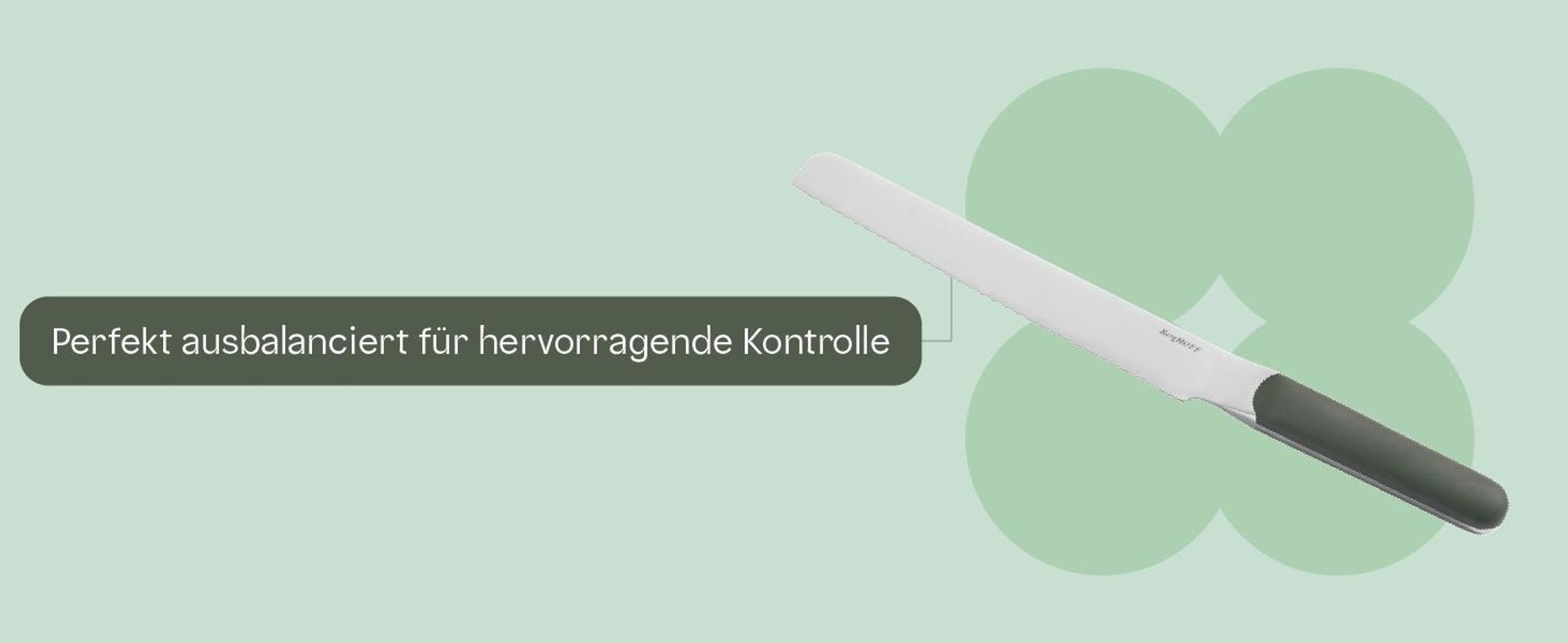 BergHOFF Home Elements Brotmesser 21 cm, Wellenschliff, Edelstahlklinge, für Brot Kuchen Melone, Khaki