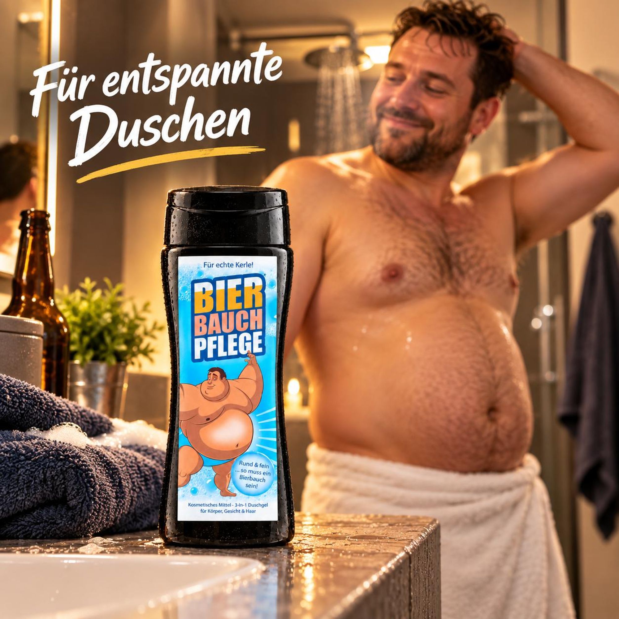 Bierbauchpflege Duschgel 250 ml – Lustiges Geburtstagsgeschenk für Männer und Bierfans