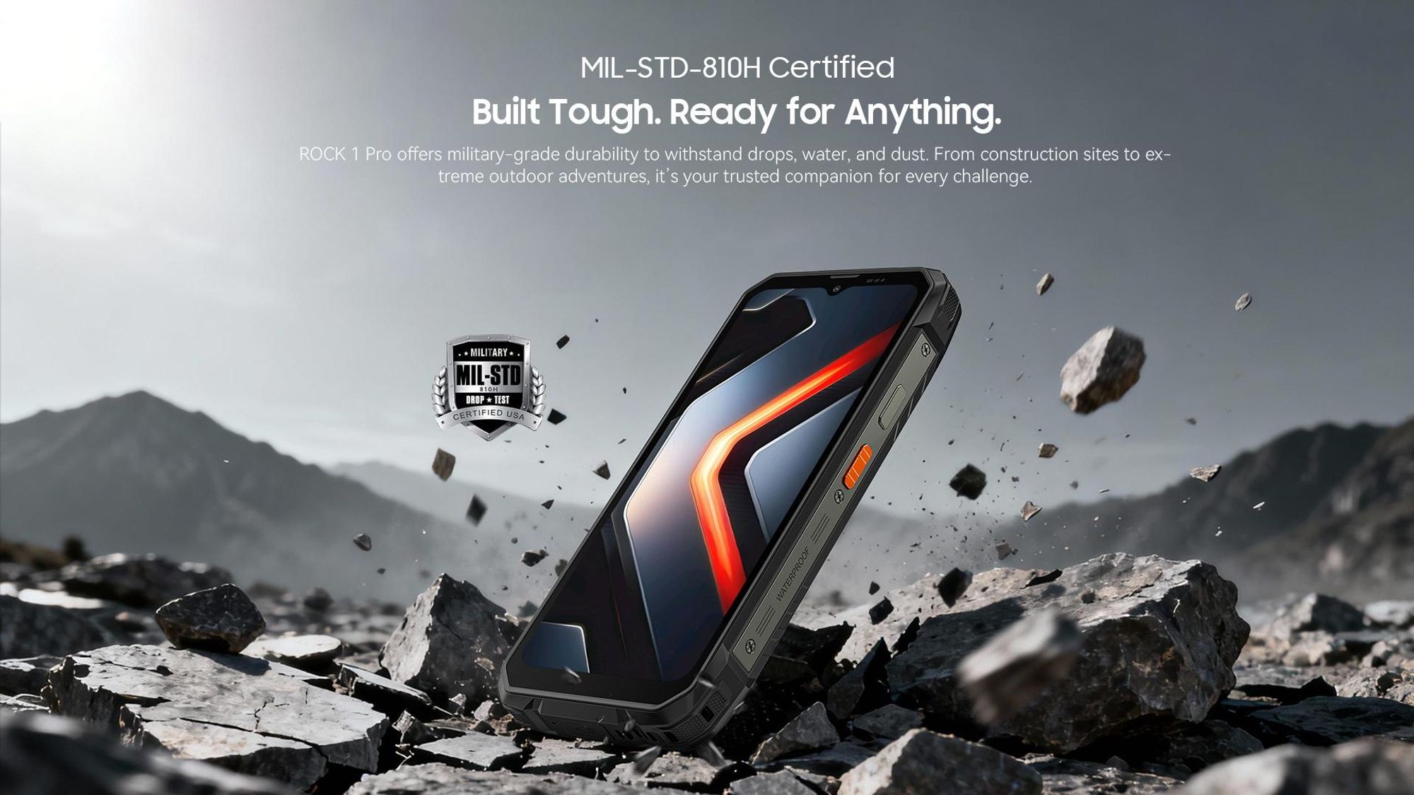 Blackview ROCK 1 PRO 6.56" Militarisches Outdoor handy, 32+256GB, Android 16, 15000mHA, 33W, Face ID, 16MP+13MP+20MP, Helio G81, IP69K/IP68