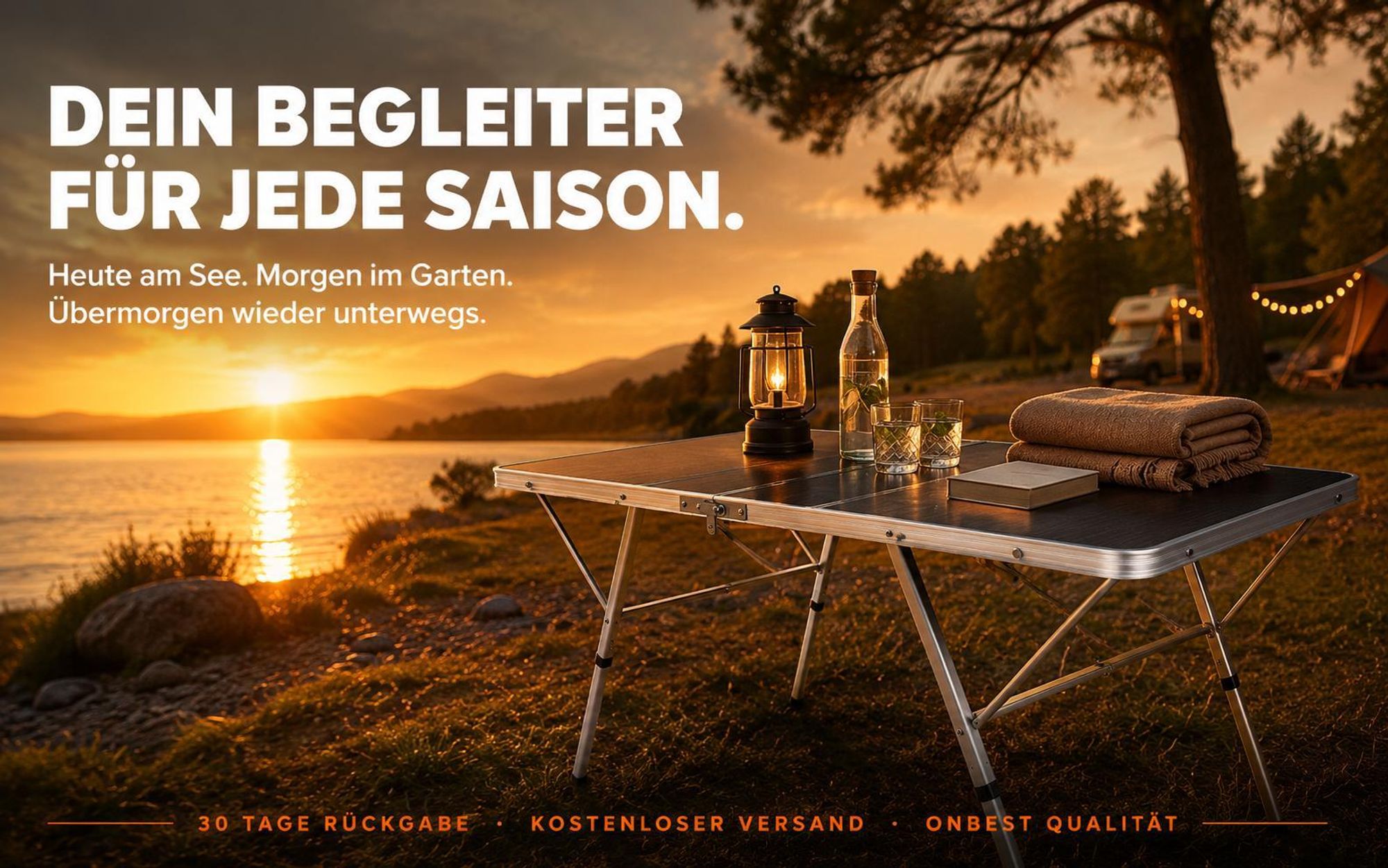 ONBEST Klapptisch | mit Tragegriff | Wetterfest | MDF-Platte | Aluminiumgestell | 180x70x70cm (BxHxT)