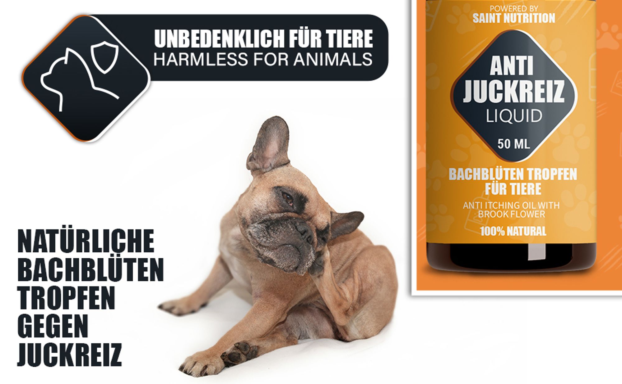 Saint Nutrition® Juckreiz Tropfen - für Hund und Katze - Unterstützung zur Linderung von Juckreiz Hund