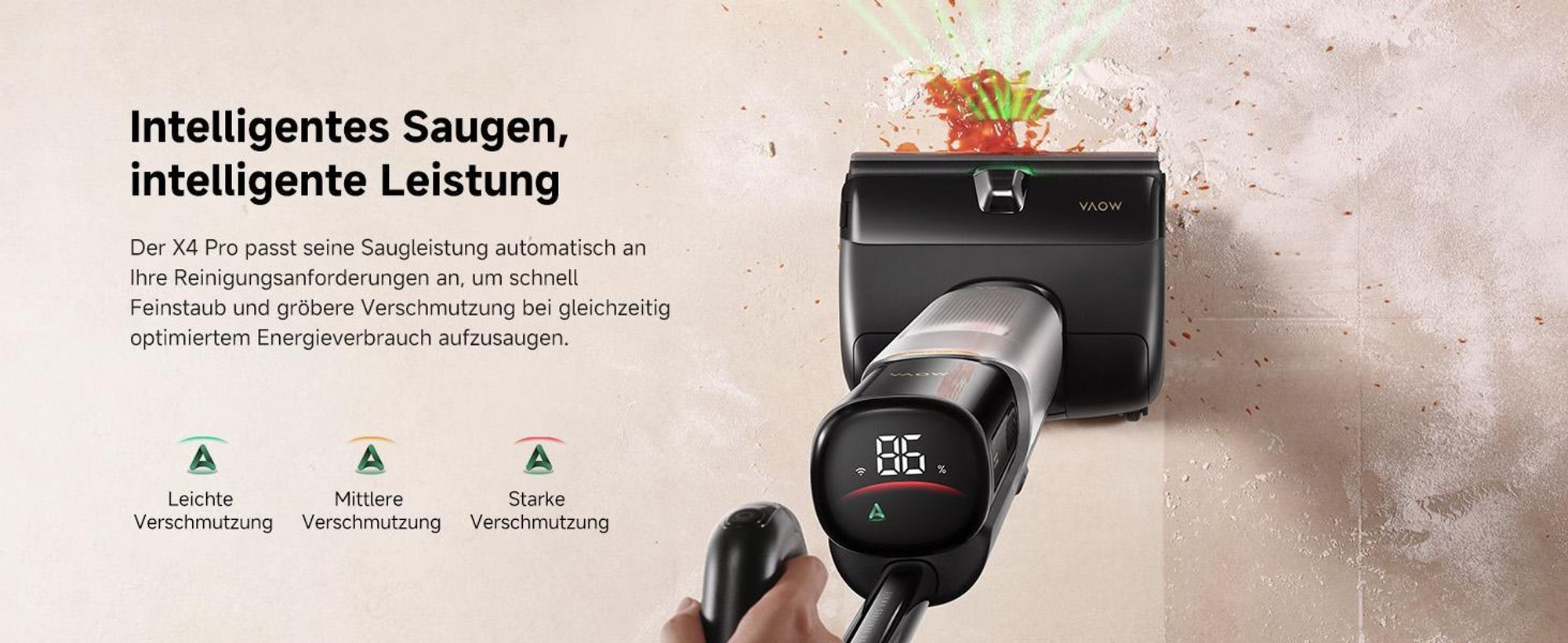 MOVA X4 Pro Nass-Trocken-Sauger, Heißwasser-Wischfunktion, Tangle-Free, Selbstreinigung bei 100 °C, 20 kPa Saugkraft, intelligente Saugkraftregelung