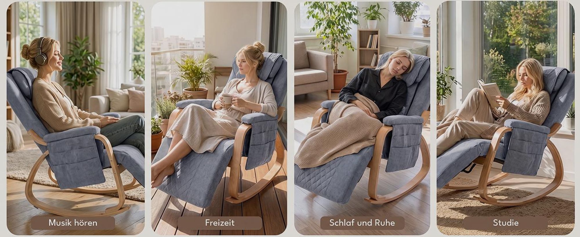 Schaukelmassagesessel, komfortabler Relaxsessel für Entspannung, Lesen und Ausruhen zu Hause