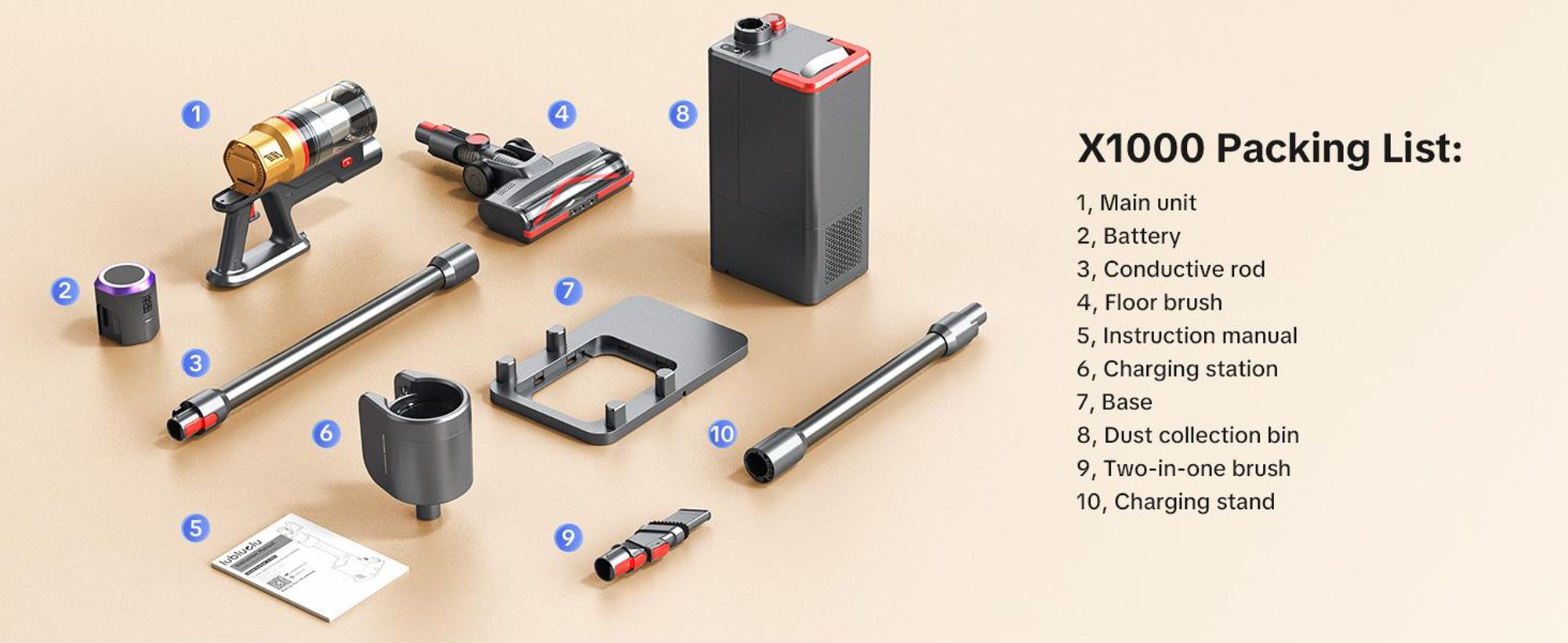 Lubluelu Akku-Staubsauger X1000, 46.000 Pa Saugkraft, Automatische Staubaufnahme, 60 Min Laufzeit, 6-fach Filtersystem mit Duftbox, Anti-Haar-Verwickl