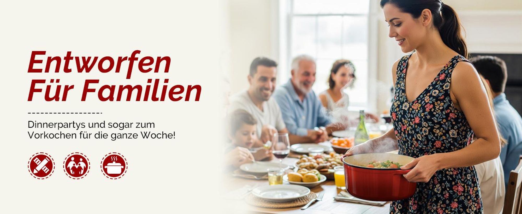 LEADZM Gusseisen Topf 26cm - 5QT-4.6L Emaille Bräter mit Deckel backofengeeignet - für Küche Backen Schmoren Braten (Rot)
