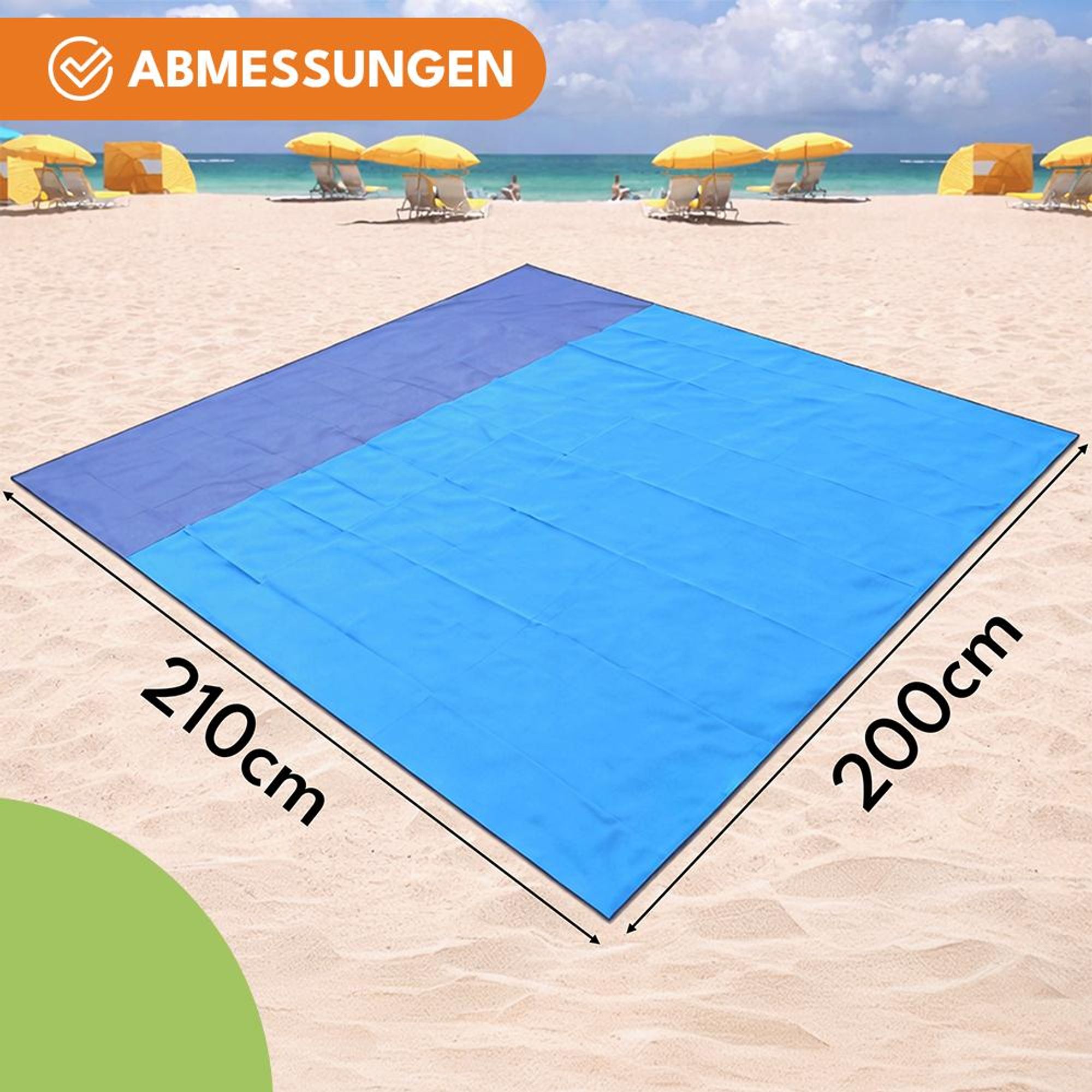 KRUMAD Picknickdecke XXL 210×200 cm wasserdicht & sandabweisend – leichte Outdoor Decke für Strand, Camping & Festival mit Tasche, Blau