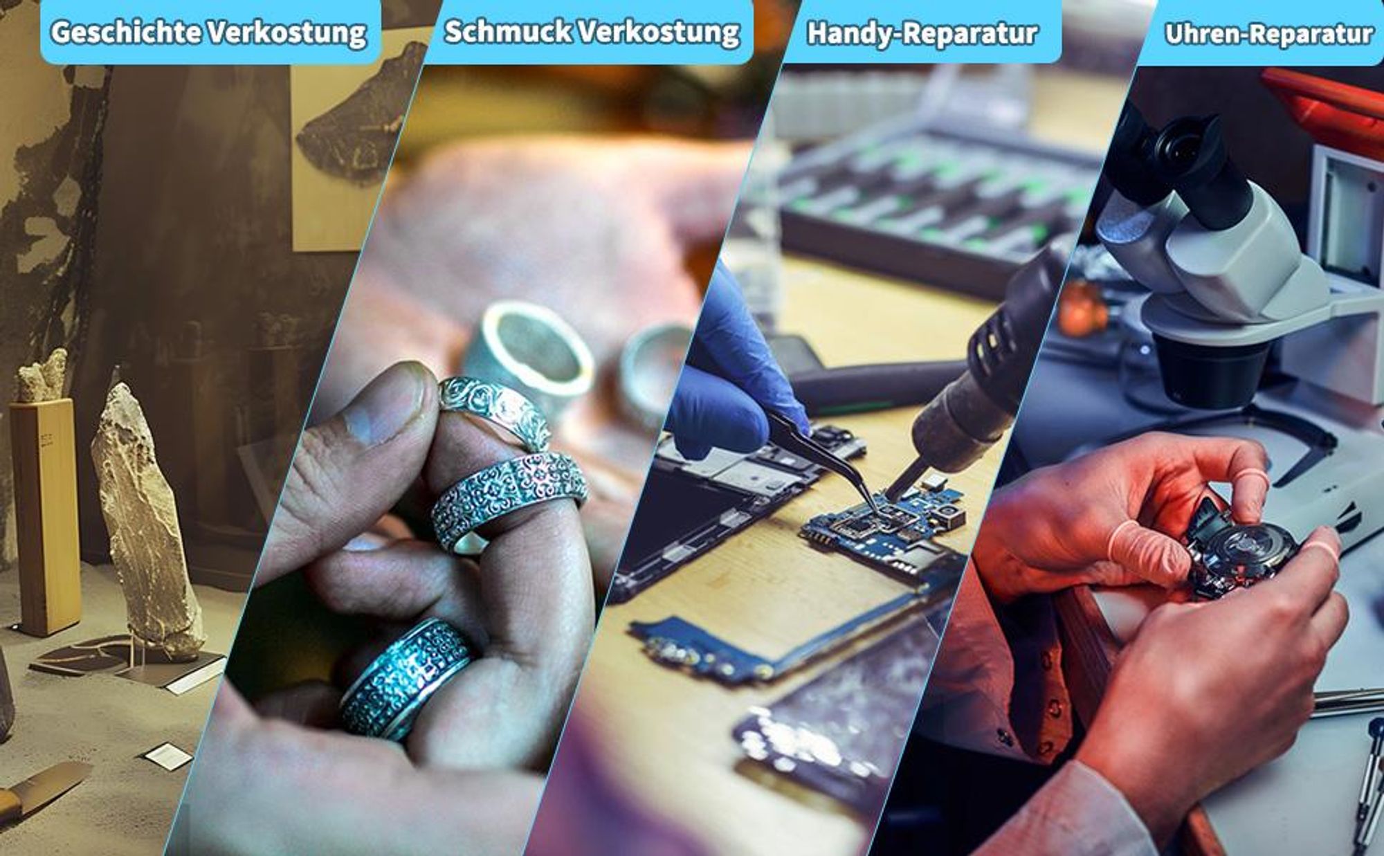 Lupenbrille, Lupen mit 2 LED Licht, Vergrößerungsbrille, Kopflupe, Wechselobjektiv, 3X 4X 5X 6X 7X 10X 15X zum Lesen von Basteluhren Reparatur Schmuck