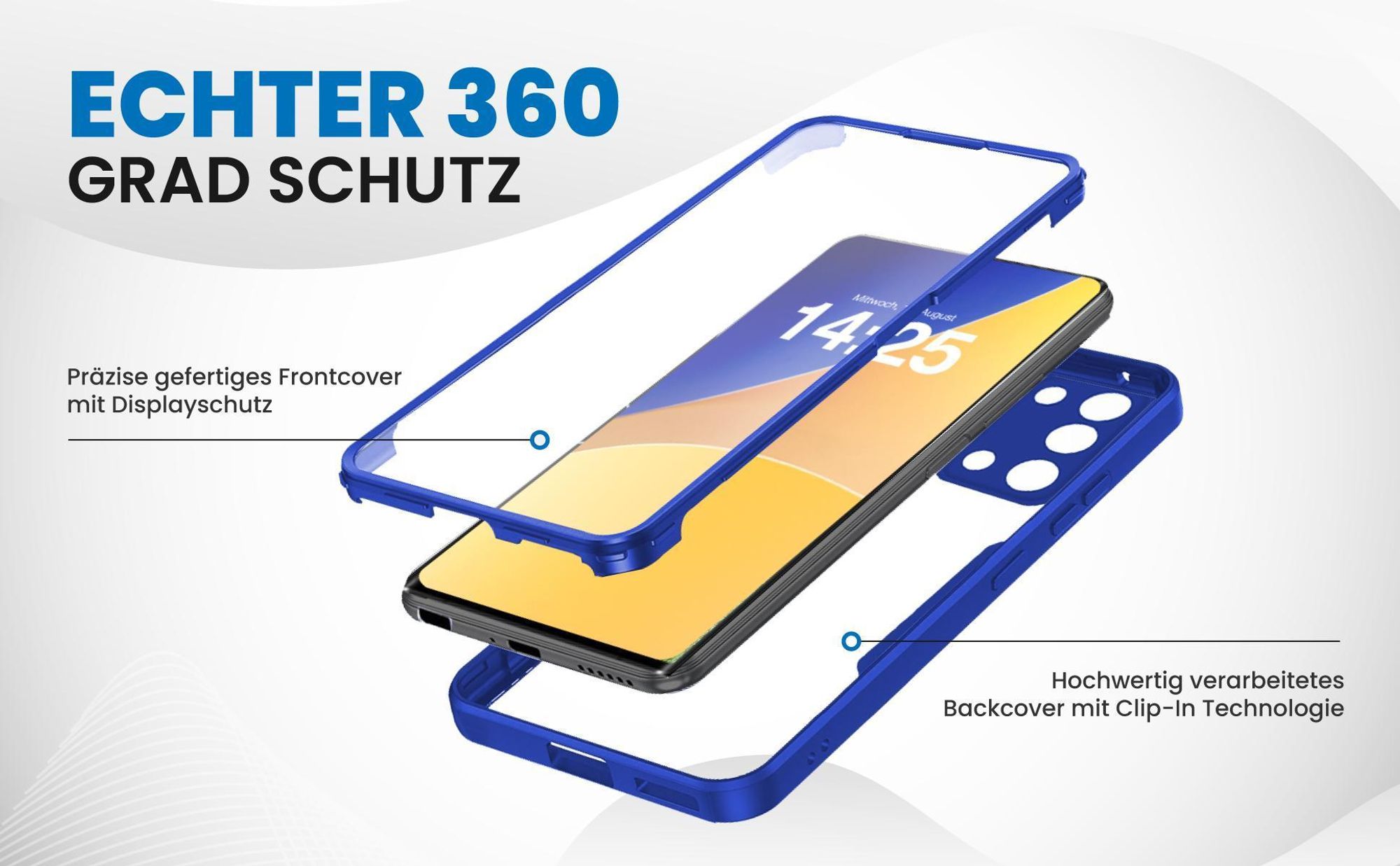 Blaues 360 Grad Case für Samsung Galaxy A21s mit Schutz von beiden Seiten