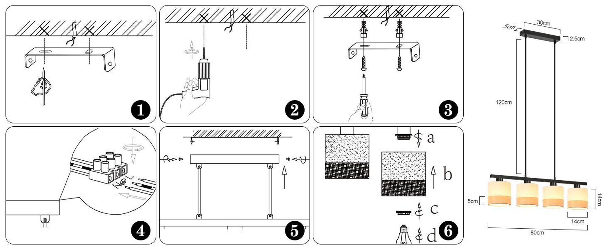 ZMH Hängelampe 4 Flammig Pendelleuchte Esstisch Hängeleuchte Stoff Esstischlampe E27 Pendellampe Höhenverstellbar Esszimmerlampe Hängende für Küche