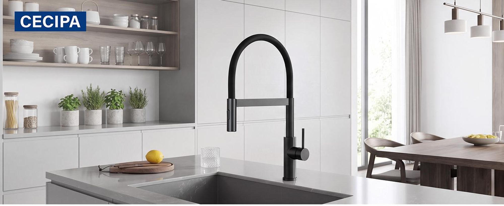 Wasserhahn Küche Magnetisch Schwarz, 2 Strahlarten Flexibel, 360° Drehbar Spültischarmatur, 304 Edelstahl Küchenarmatur Cecipa Einhandmischer