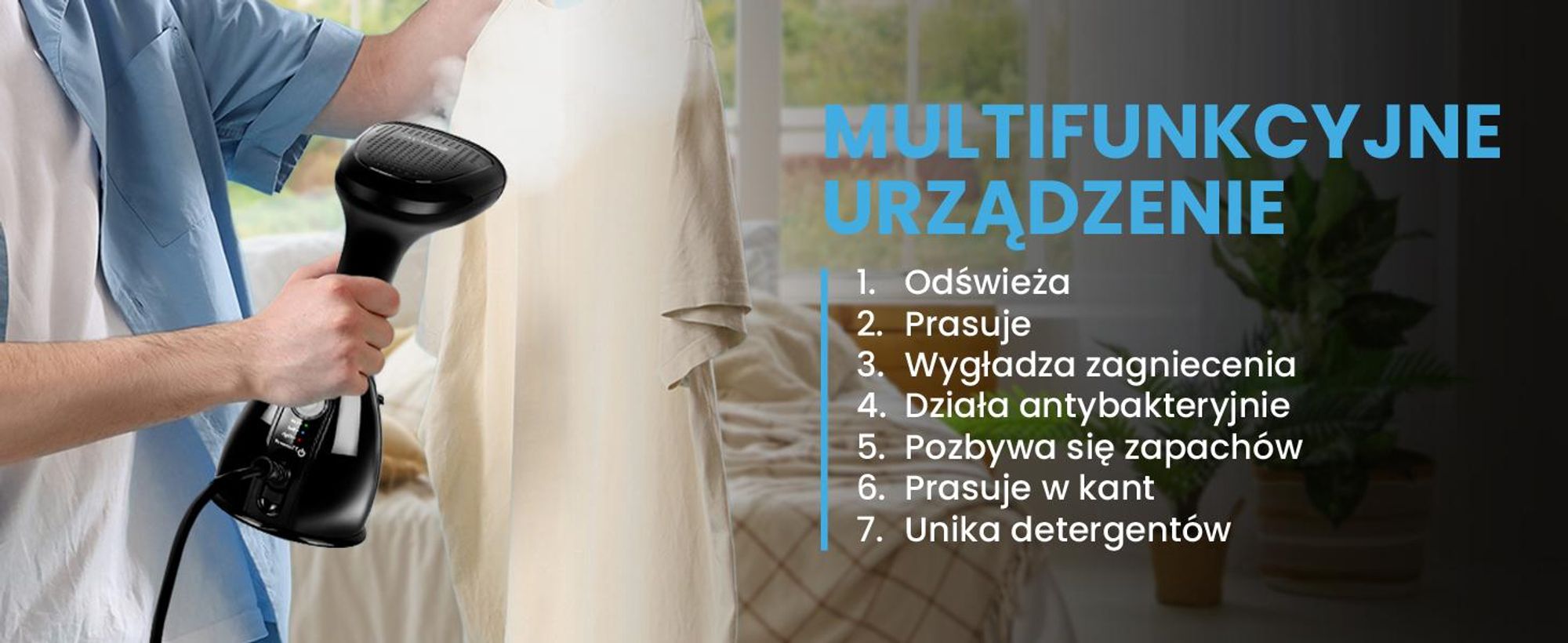 Żelazko parowe do ubrań steamer z klipsem wspomagającym prasownie koszul