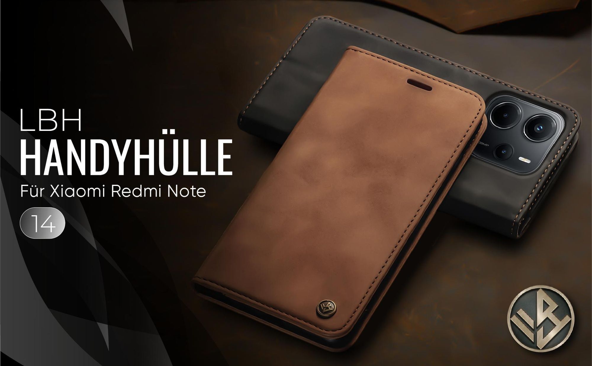 Hochwertige Klapphülle für Xiaomi Redmi Note 14 im klassischen Design