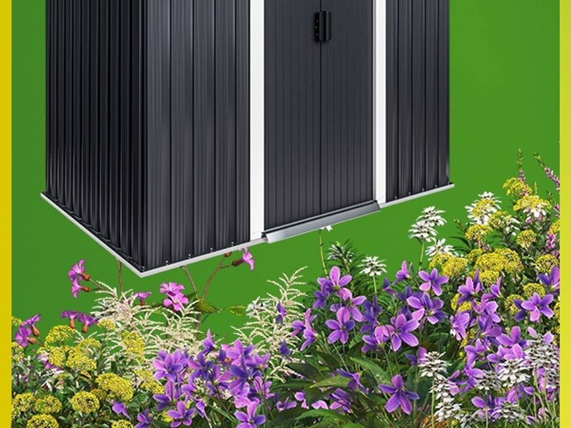 GARDEBRUK® L Metall Gerätehaus 2m² mit Fundament 200x125x180cm 2 Fenster Anthrazit Geräteschuppen Gartenhaus 4m³