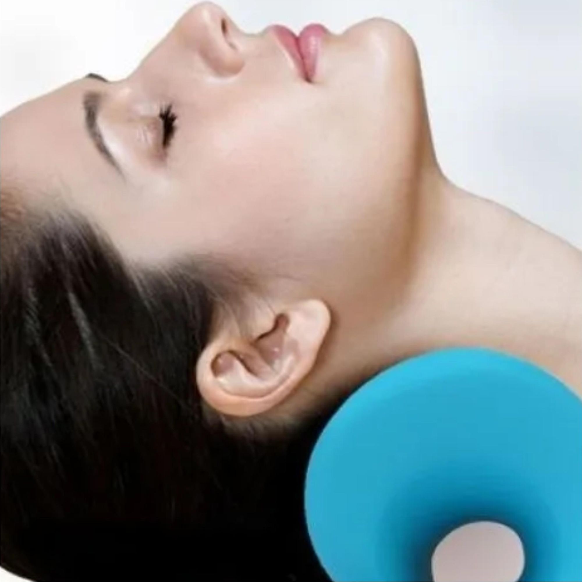 Nackenstrecker & Massagekissen zur Entspannung, Ergonomischer Nackenretter bei Schmerzen, Halswirbelsäule Korrektur mit Massagepunkten, EVI SPORT Blue