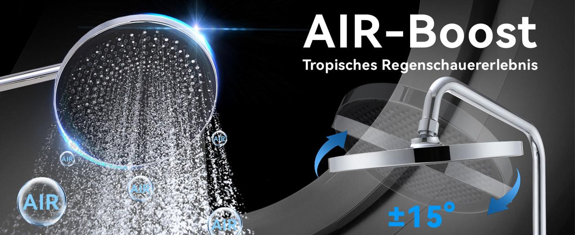 Duschsystem mit Thermostat Regendusche Duschset Brausegarnitur Duscharmatur Thermostat 40℃ mit Versteckter Wasserauslauf Duschstange inkl. Verstellbar Handbrause Regenbrause Duschstange