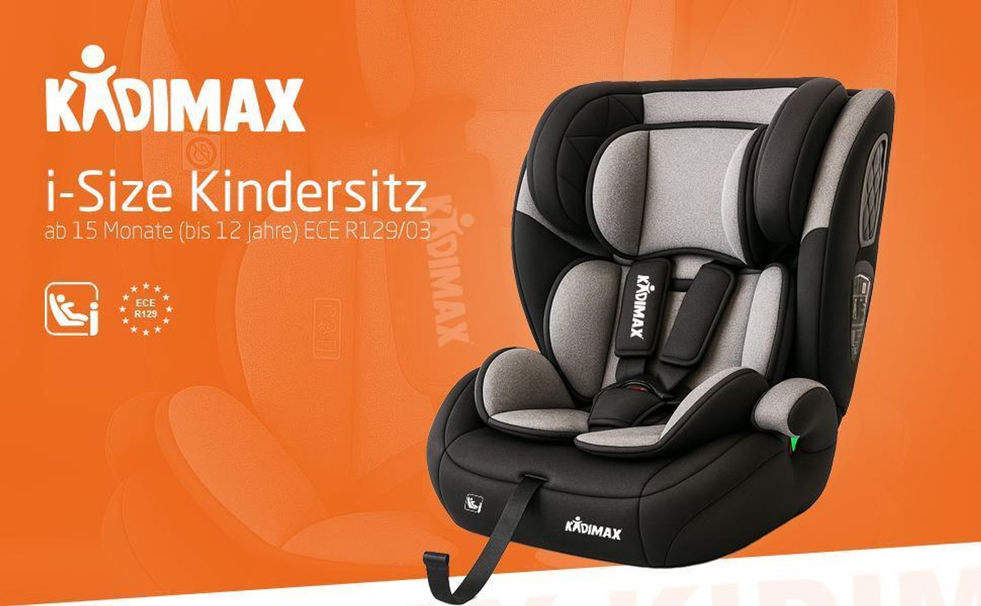 Kidimax® Kindersitz EasyFit – Autositz für Kinder (9-36 kg) – Sicher, Bequem & Verstellbar – Leicht zu installieren, Ideal für lange Fahrten – Blau