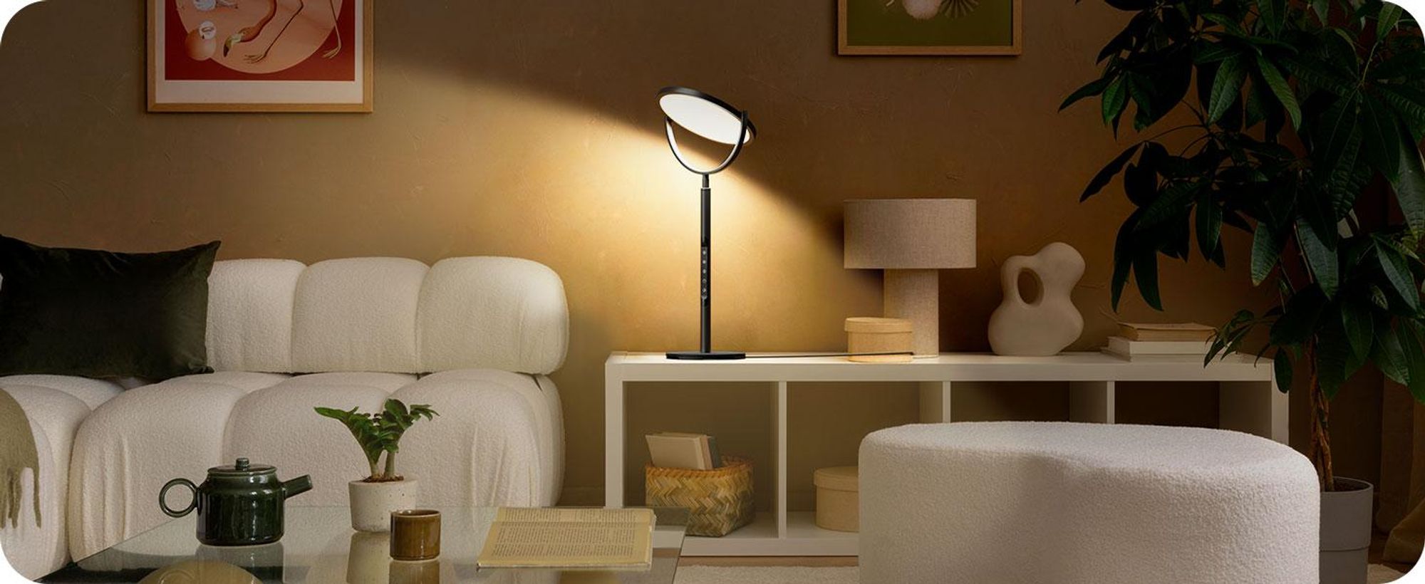 EDISHINE LED Nachttischlampe Touch dimmbar, 300° drehbares LED-Panel,Tischlampe mit Timer