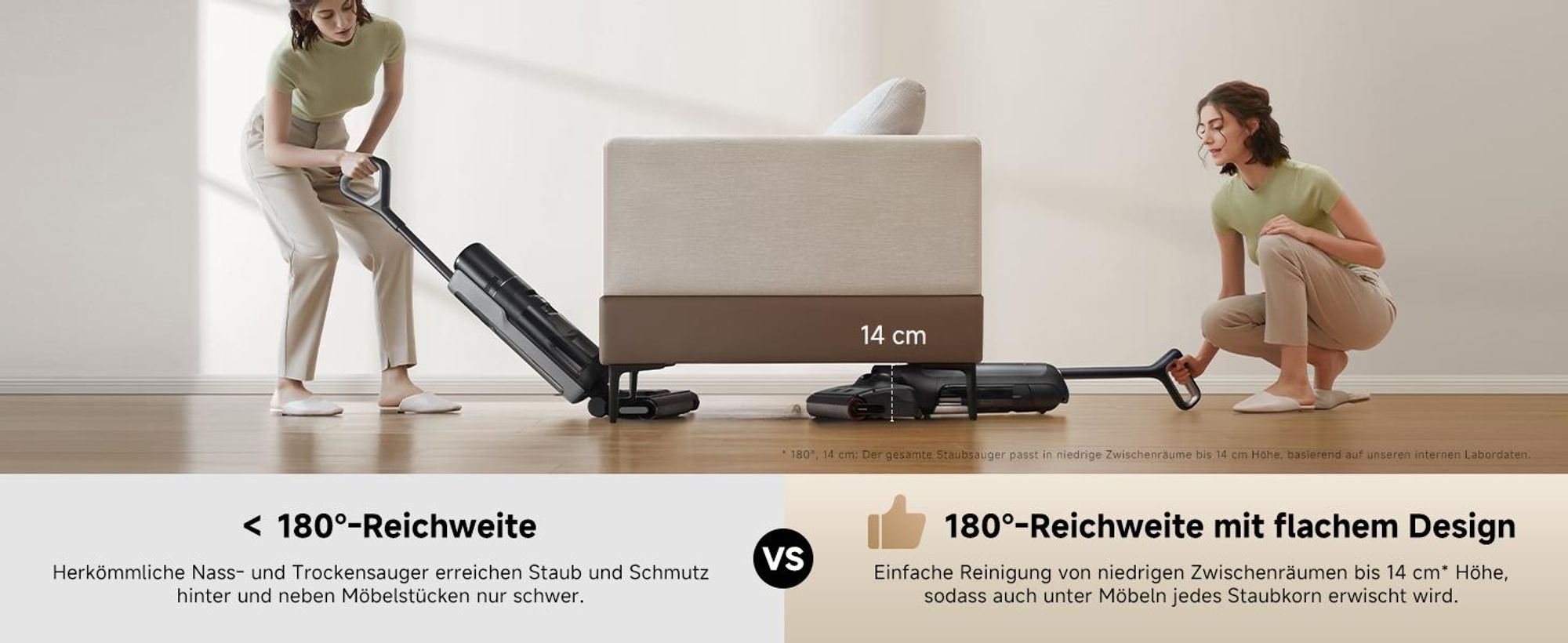 MOVA M10 Nass- & Trockensauger, Tangle-Free™, 90° drehbar, 0,9 kg, 180° Reichweite, 18 kPa, Selbstreinigung 75 °C
