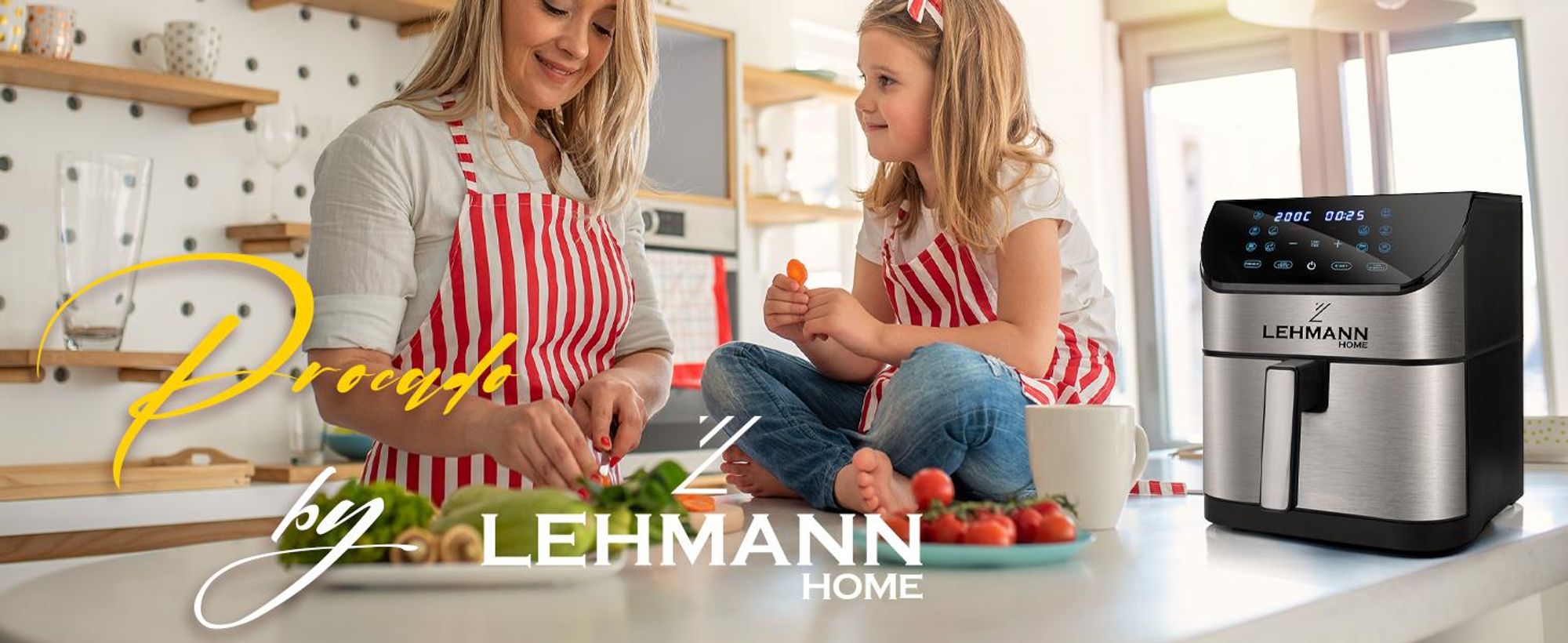LEHMANN Friggitrice ad Aria 8 litri, 12 programmi, Regolazione Manuale 76–200°C, Timer, Display LED Touch, 1800W