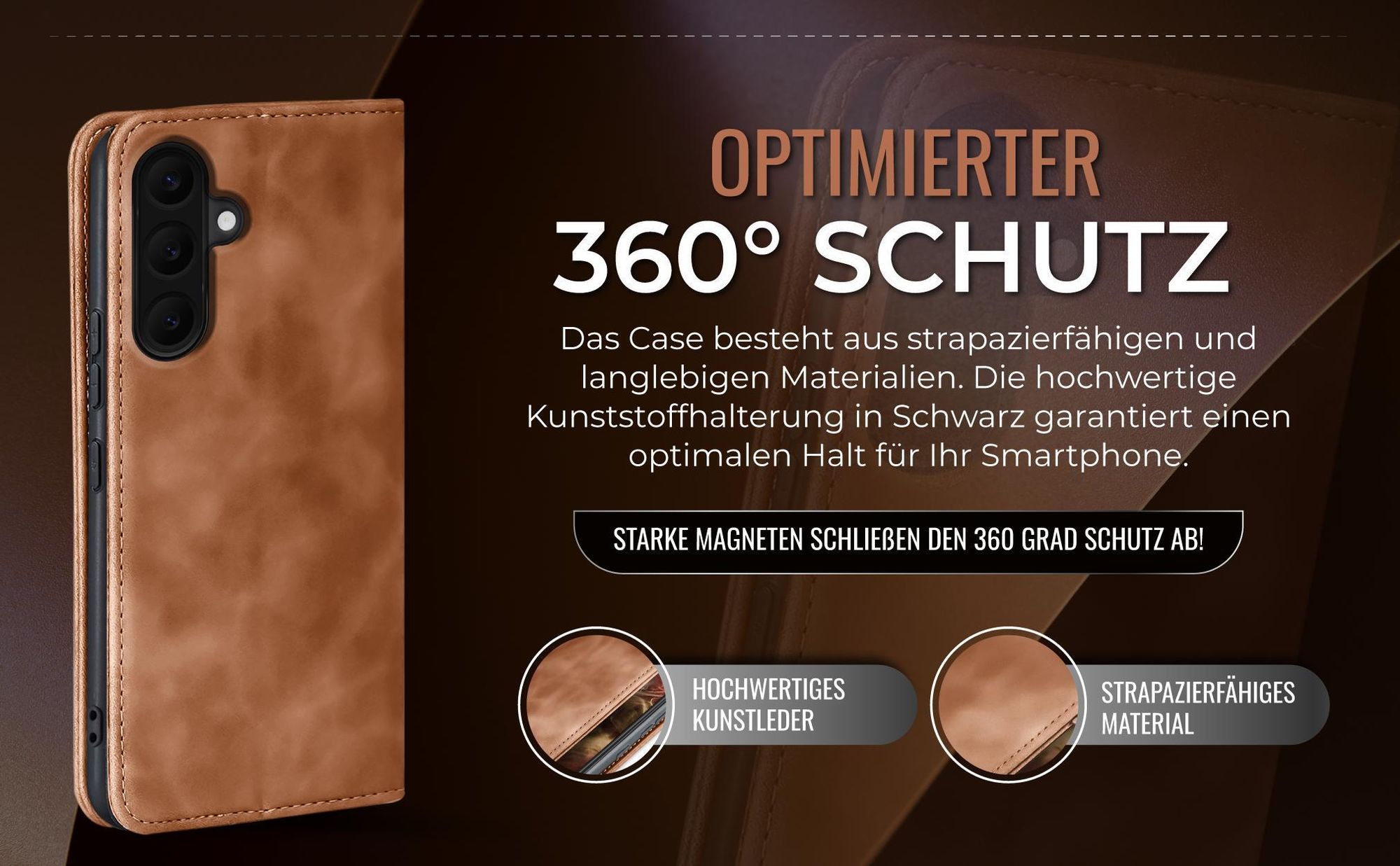 Hellbraune Handyhülle für Samsung Galaxy A37 5G mit 360 Grad Schutz