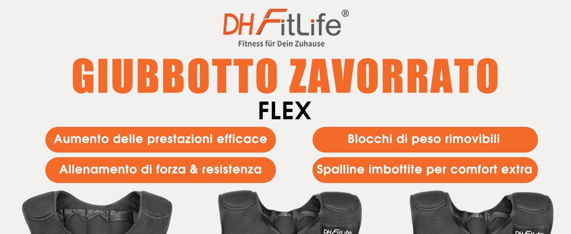 DH FitLife Giubbotto Zavorrato Regolabile 10 kg per Allenamento Crossfit, Corsa, Calisthenics, Gilet Pesi con Zip per Donna e Uomo