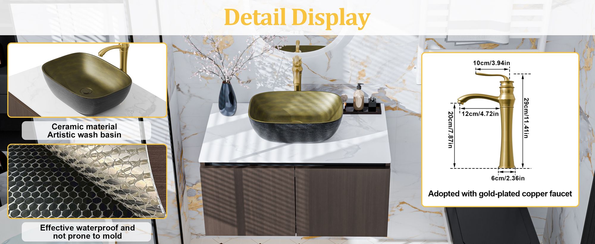WISFOR Badmöbel Set Waschtisch inkl.Unterschrank/Waschbecken/Wasserhahn, 100 x 50 x 69 cm