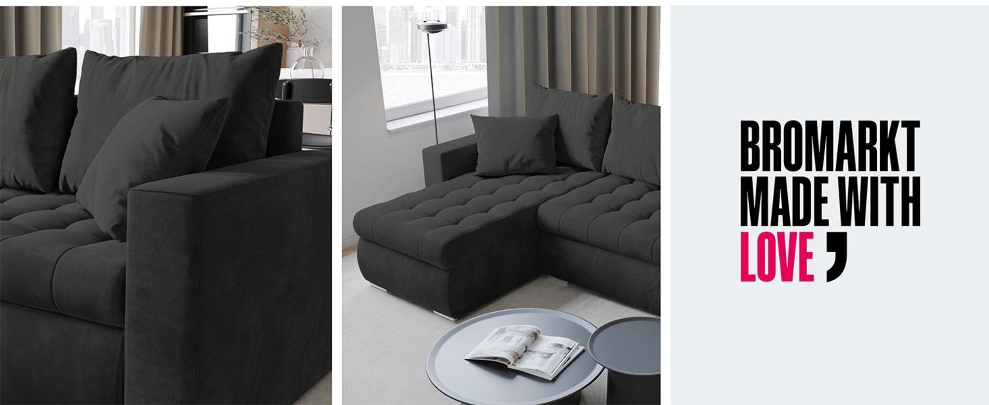 BroMARKT Ecksofa LUIS Schlaffunktion Bettkasten L-Form 238x148x88cm Dunkelgrün