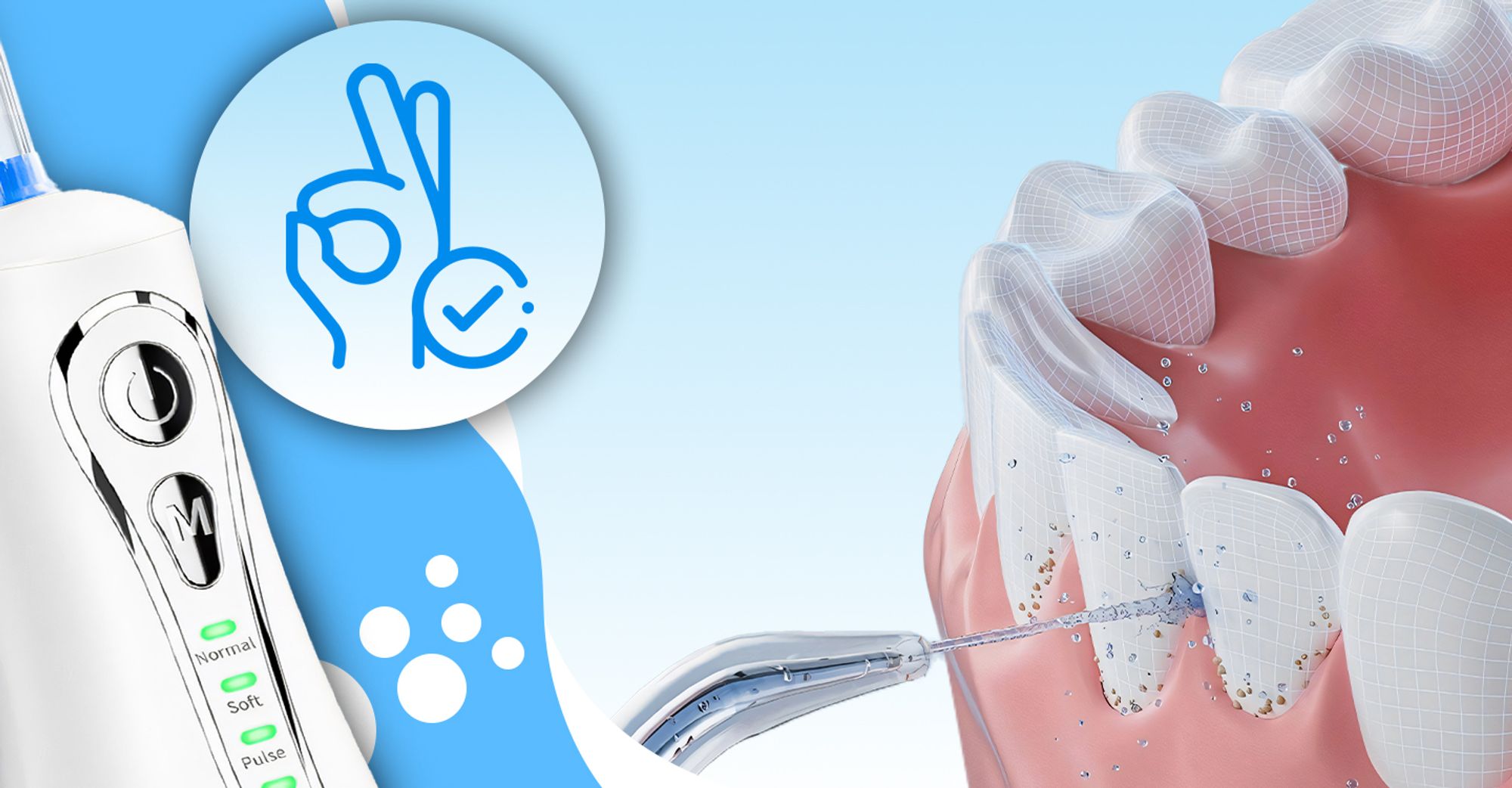 Munddusche Kabellos Elektrischer Zahnreiniger für optimale Zahn- & Zahnfleischpflege USB Typ-C Wiederaufladbare Wasser Flosser IPX6 Retoo